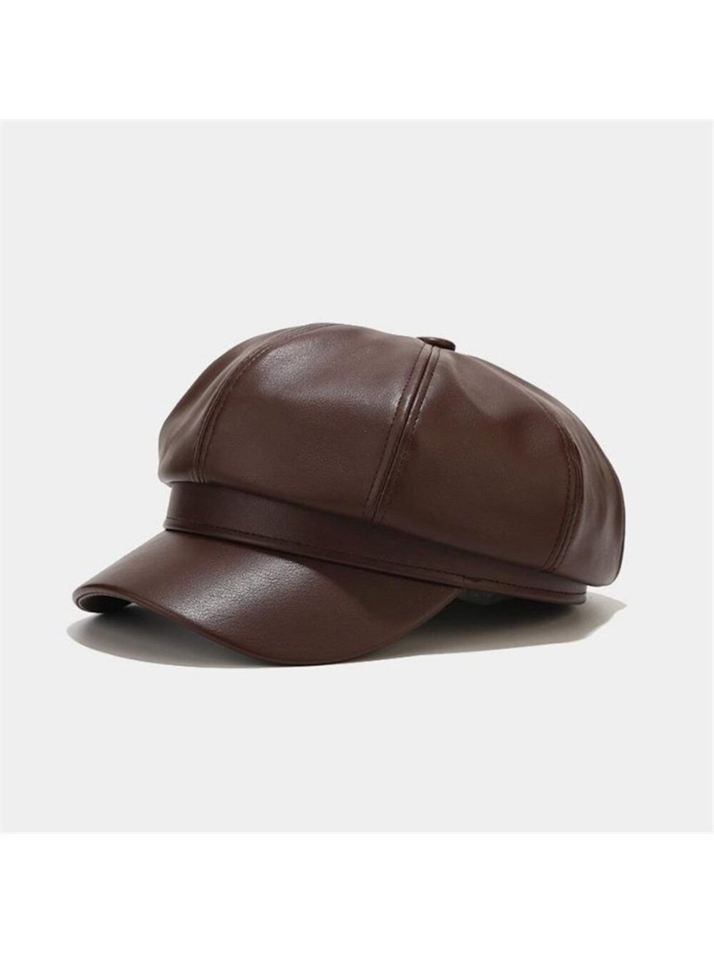 Faux Leather Newsboy Hat